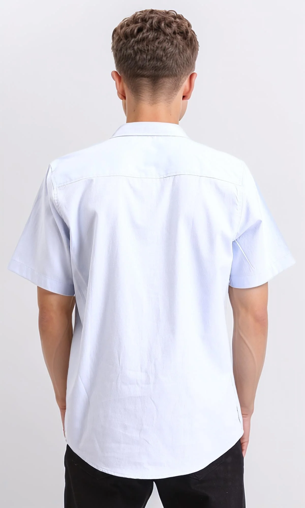 R206967 - Short Sleeves Solid Buttoned Shirt - Pastel Blue - Image 2