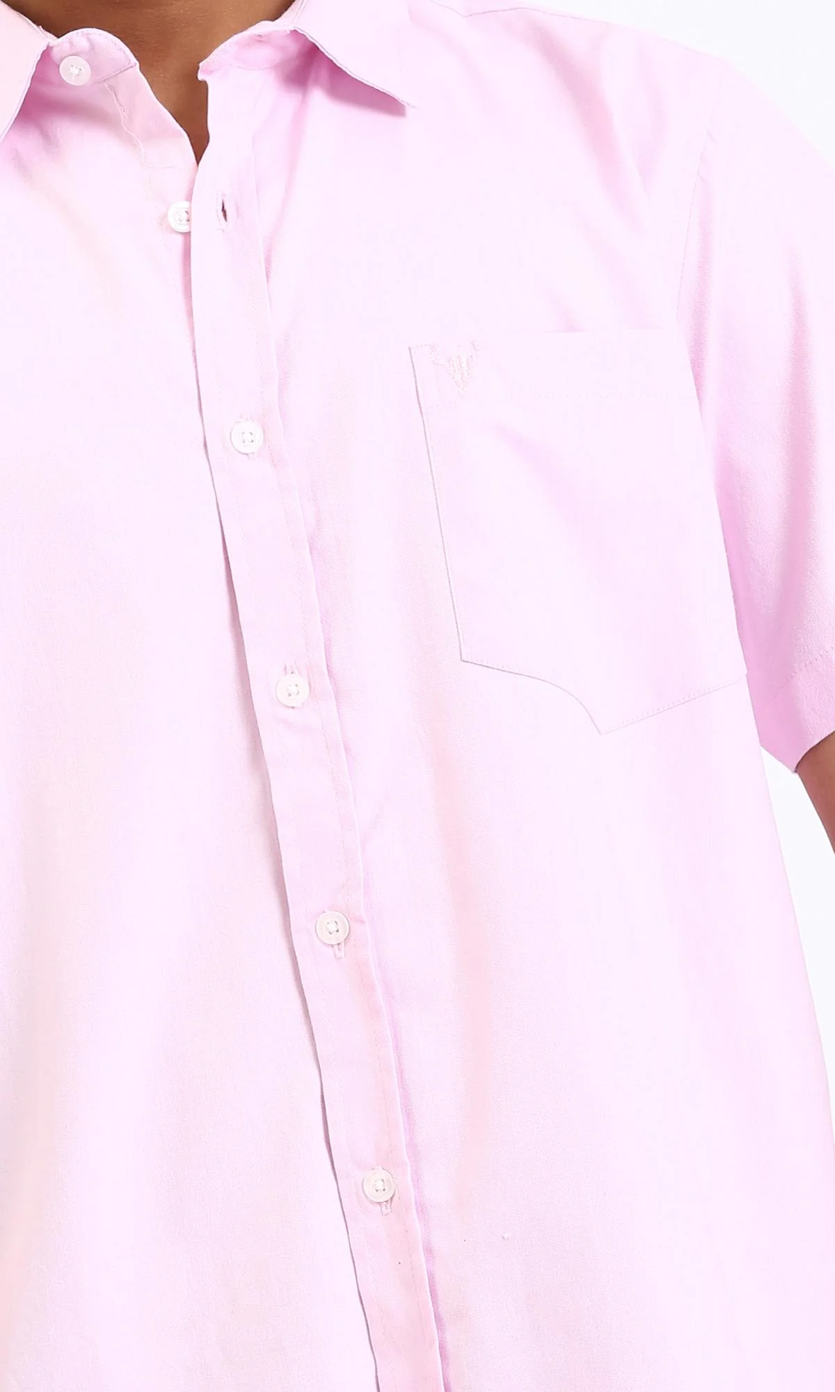 R206969-Buttoned Down Short Sleeve Shirt - Pink - Image 3