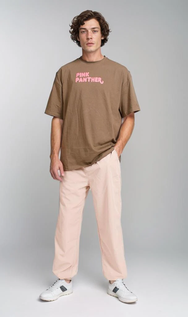 R207058 - Graphic Printed Oversized T-Shirt - Olive Green - Image 4