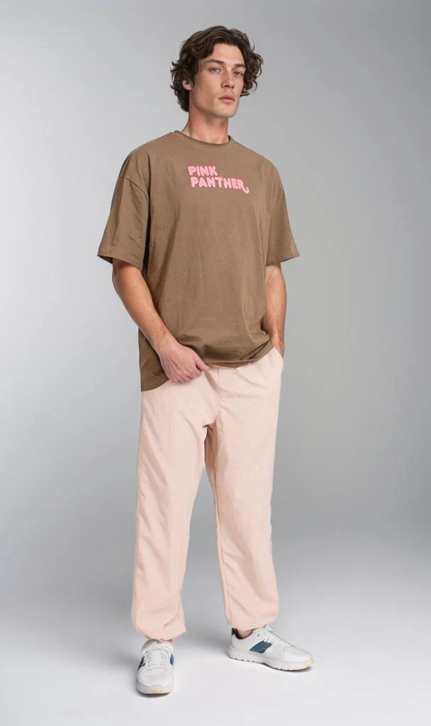 R207058 - Graphic Printed Oversized T-Shirt - Olive Green - Image 5