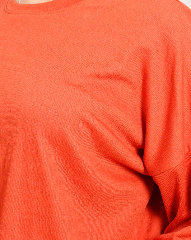 Ravin Women's Oversized Textured Slub Knit Top – Burnt Orange - R207081 - Image 4
