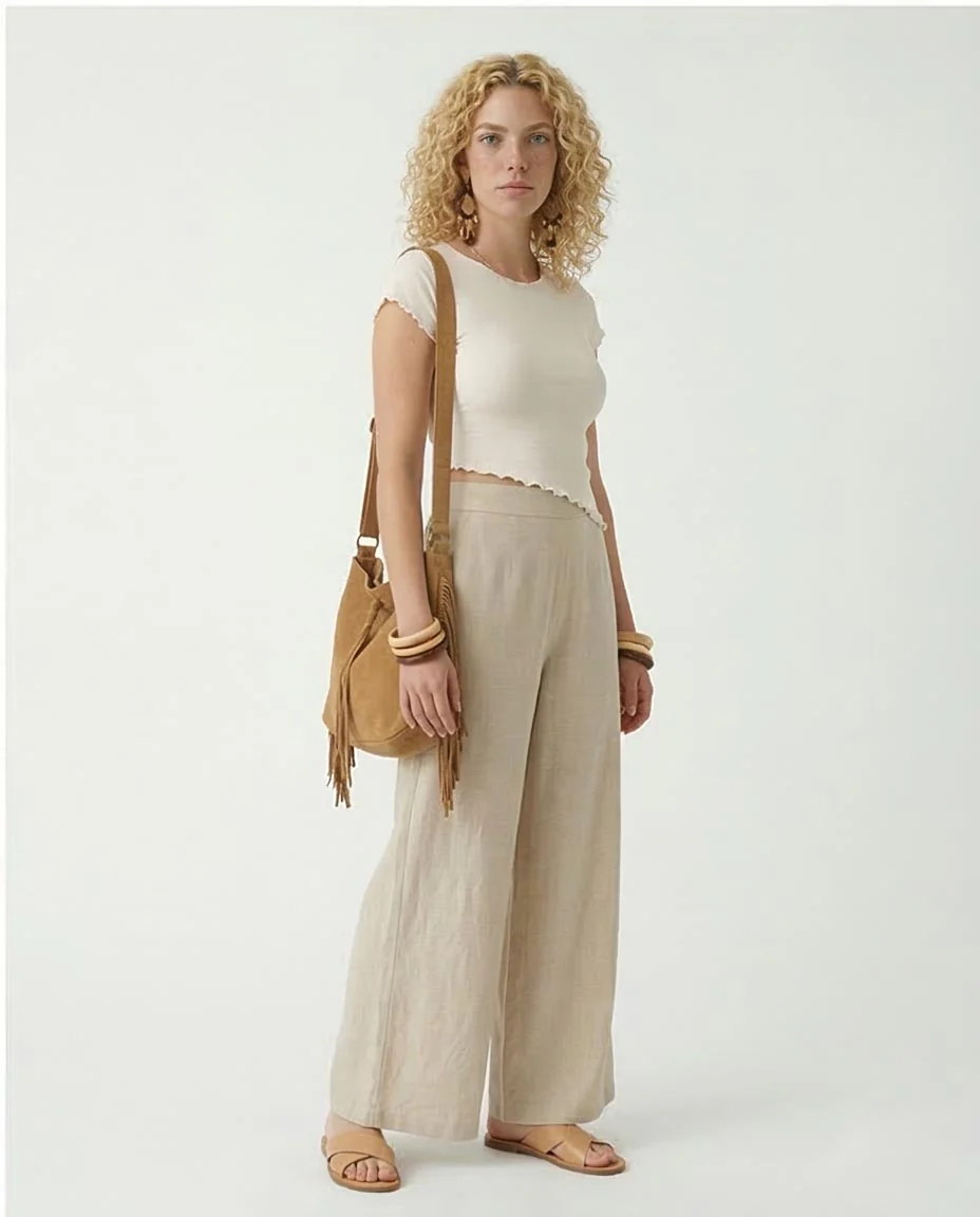 Ravin Women's Asymmetrical Lettuce-Edge Ribbed Baby Tee - White - R207089 - Image 5