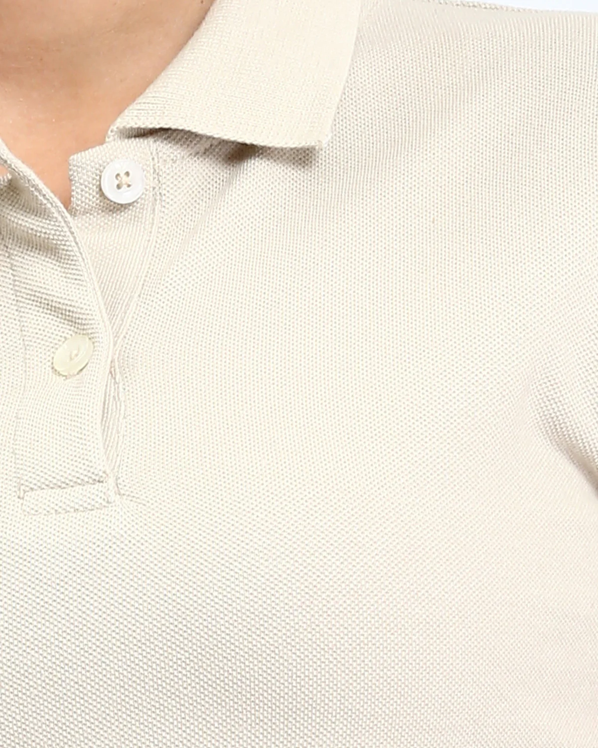 Ravin Women's Pique Knit Cropped Polo Shirt – Sand - R207097 - Image 4