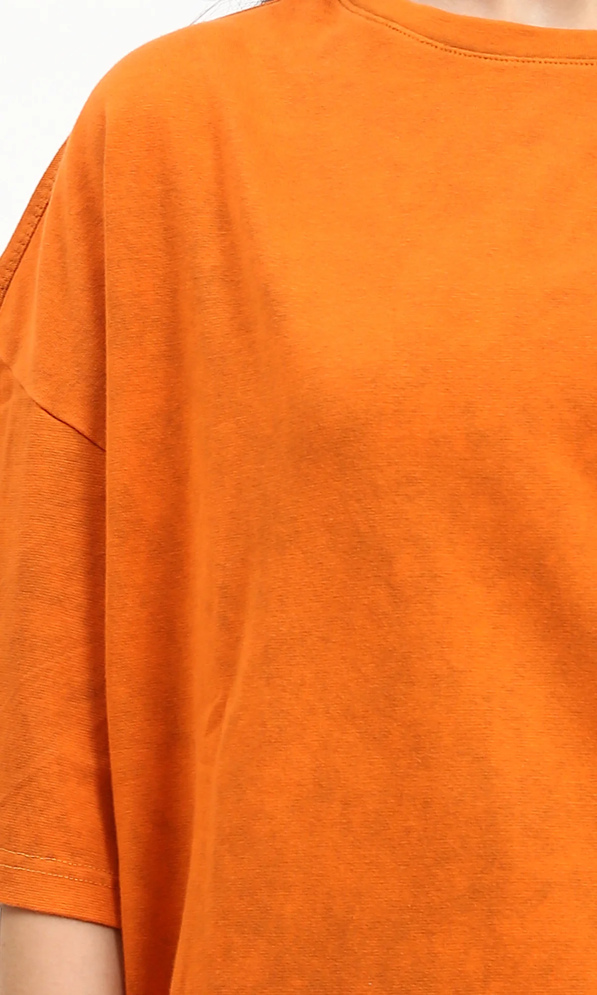 R207220 - Crew Neck Solid Slip On Tee - Orange - Image 3