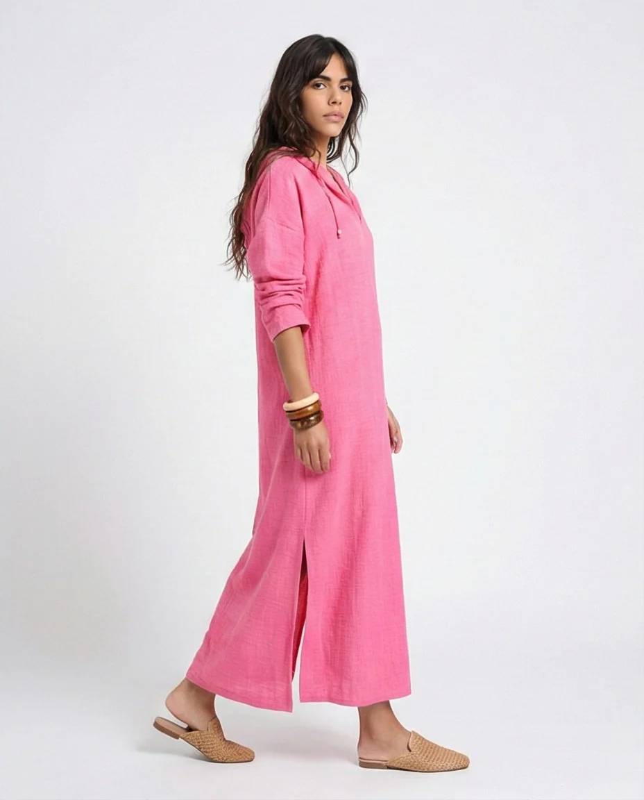 R207234-R207234 - Belted Linen Shirt - Blue - Image 3