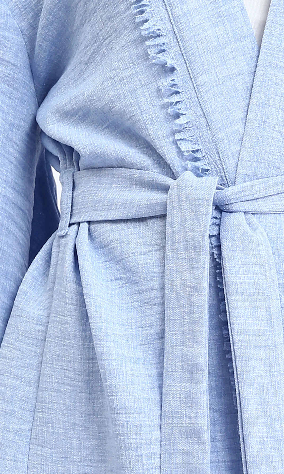 R207249 - Wide Long Sleeves Textured Cardigan - Light Blue - Image 3