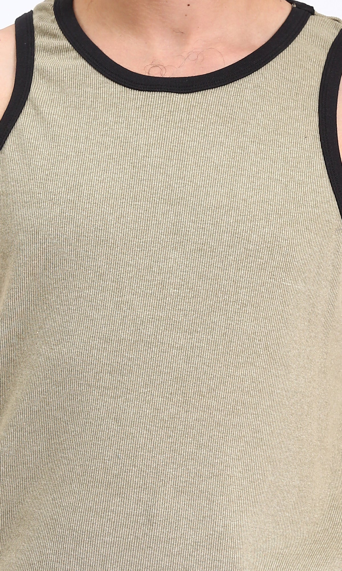 R207261 - Sleeveless Slip On Cotton Tank Top - Olive - Image 3