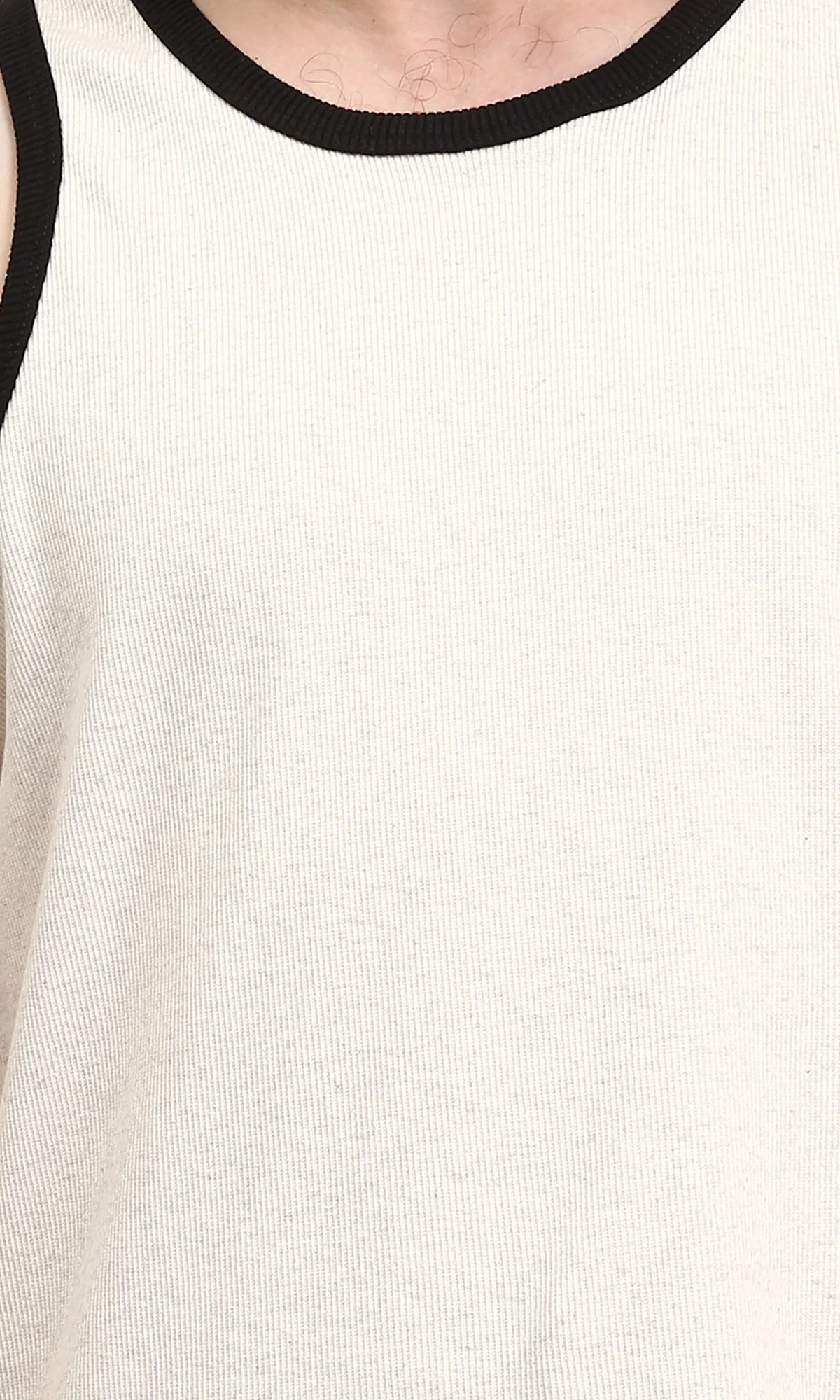 R207262 - Slip On Sleeveless Ribbed Tank Top - Cream - Image 3