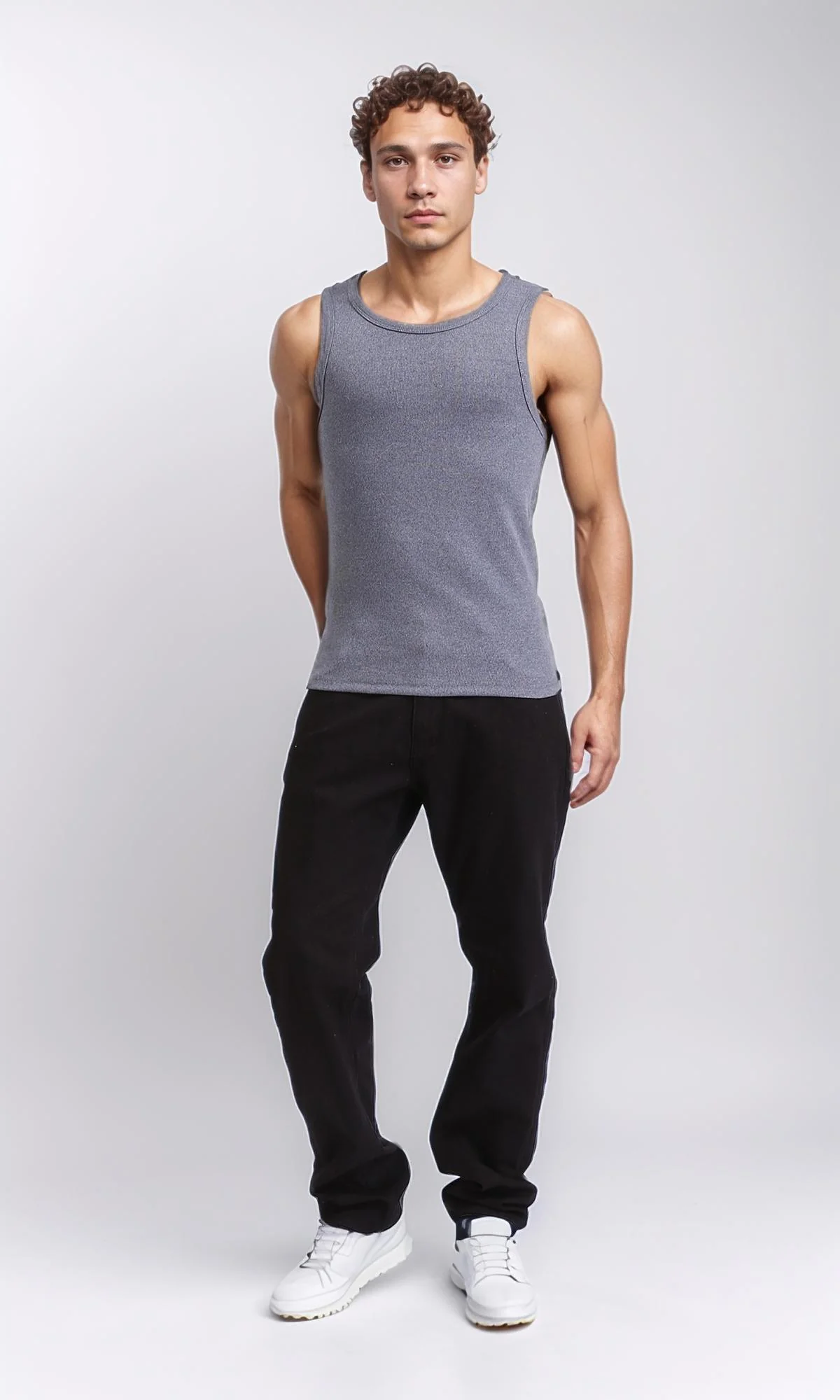 R207263 - Sleeveless Slip On Comfy Tank Top - Grey - Image 4