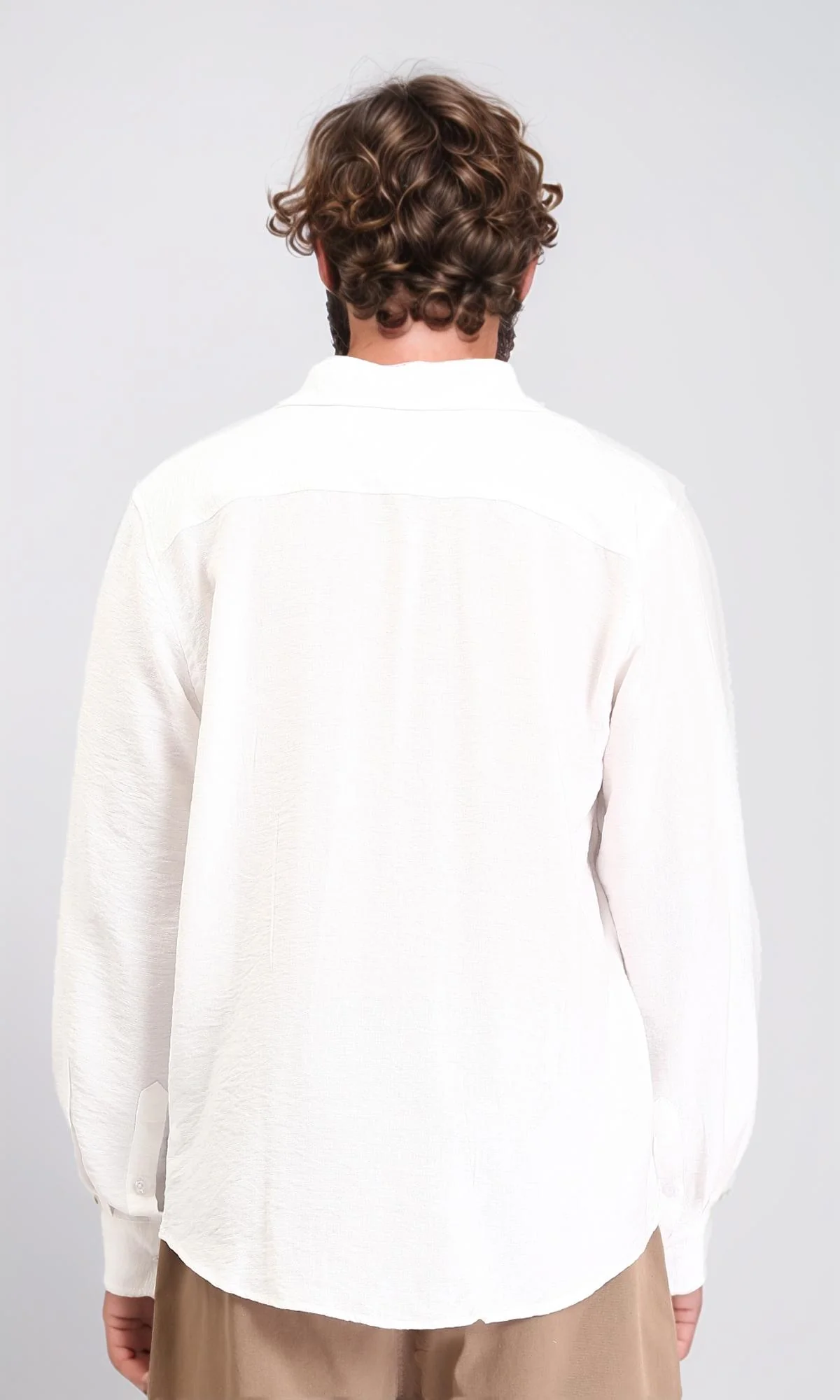 R207298 - Long Sleeves Buttoned Textured Shirt - Off-White - Image 2