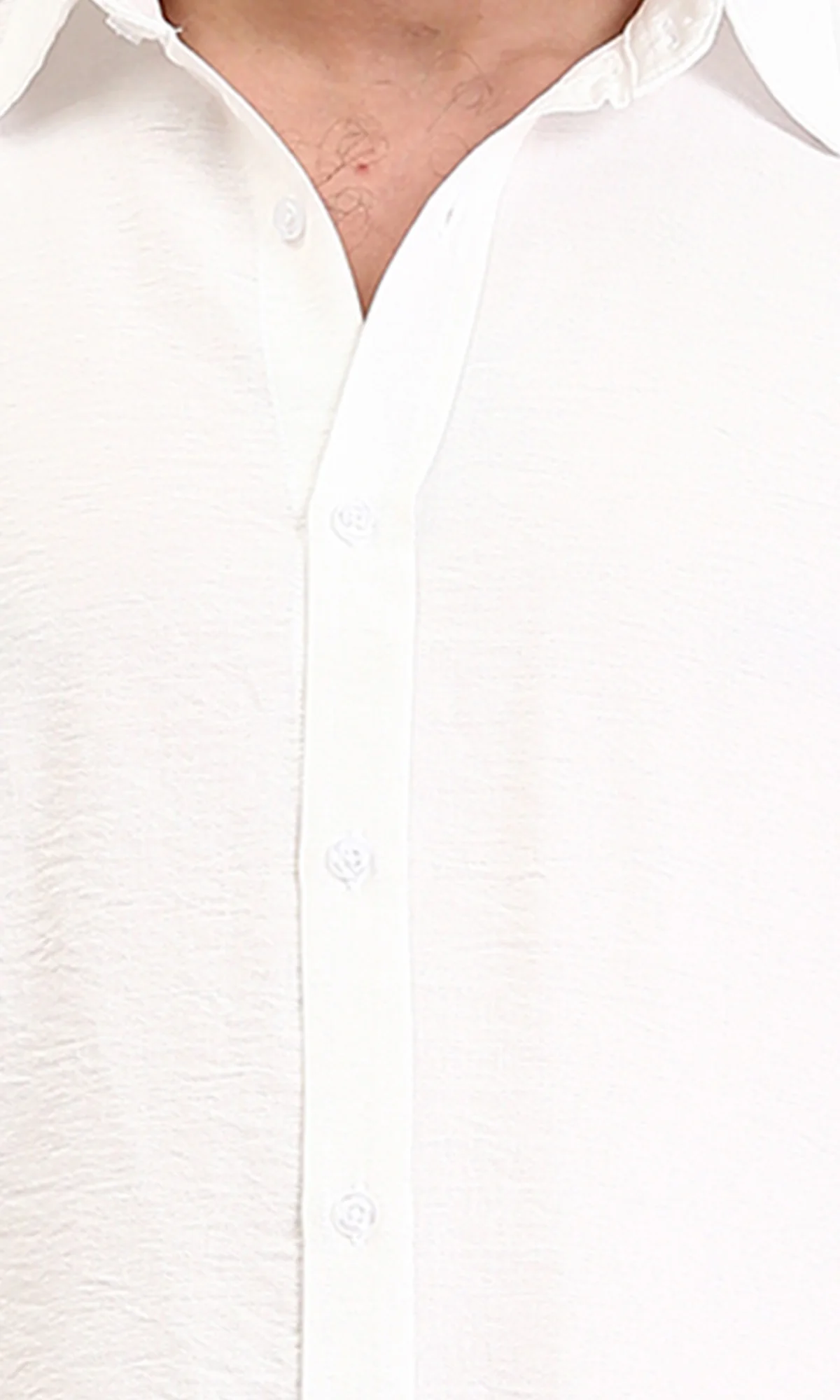 R207298 - Long Sleeves Buttoned Textured Shirt - Off-White - Image 3