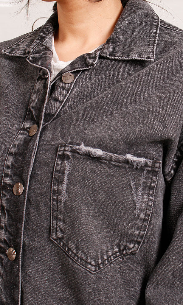 R207327 - Melton Denim Jacket - Washed Black - Image 3