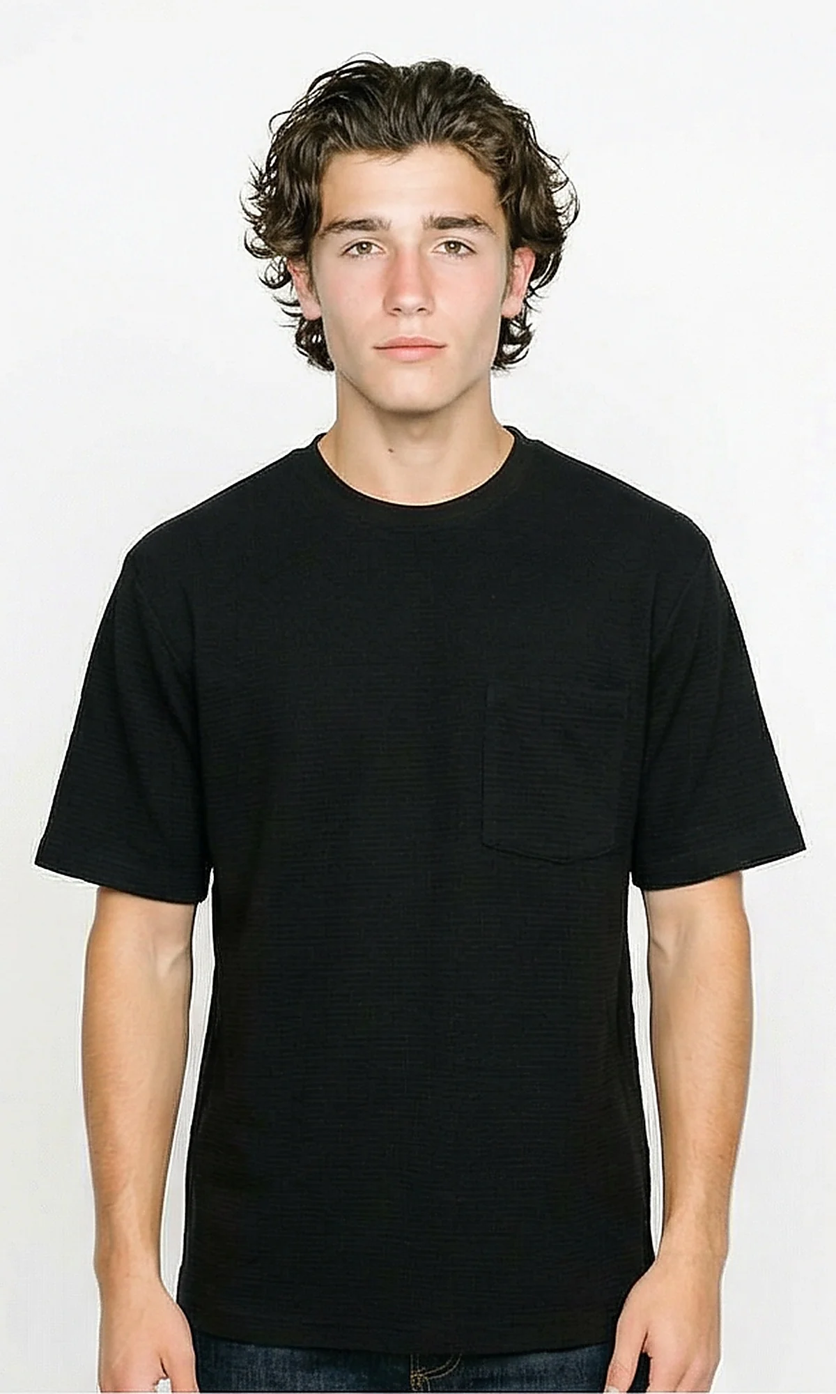 R207467 - Wide Elbow Sleeves Comfy Tee - Black