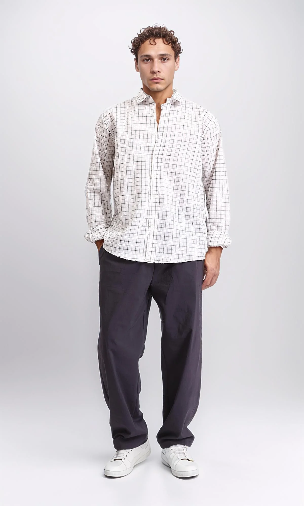 R207478 - Long Sleeve Plaids Cotton Shirt - Multicolour - Image 4