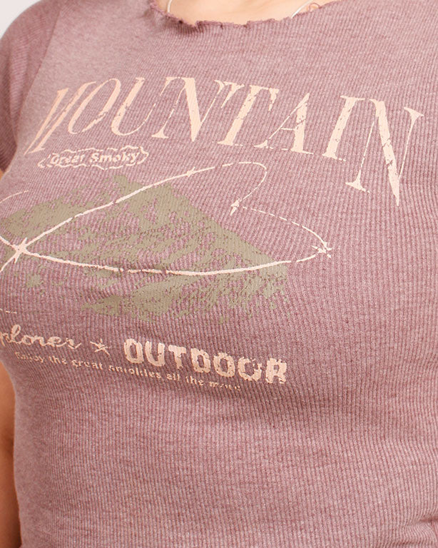 Ravin Mountain Explorer Lettuce-Edge Cropped Tee - Mauve - R207486 - - Image 4