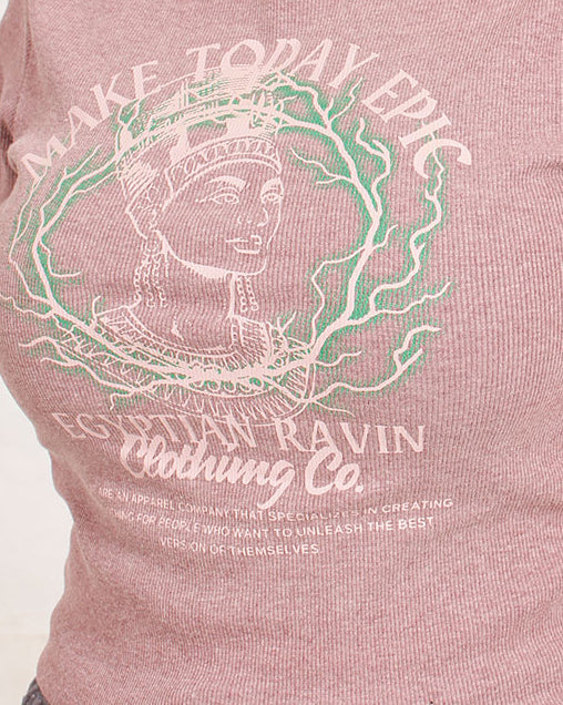 Ravin Women’s "Make Today Epic" Graphic Baby Tee – Dusty Rose Heather - R207487 - Image 4