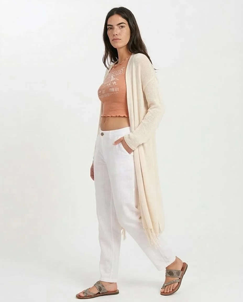 Ravin Gorgeous Desert Graphic Lettuce Hem Crop Top - Coral - R207488 - Image 4