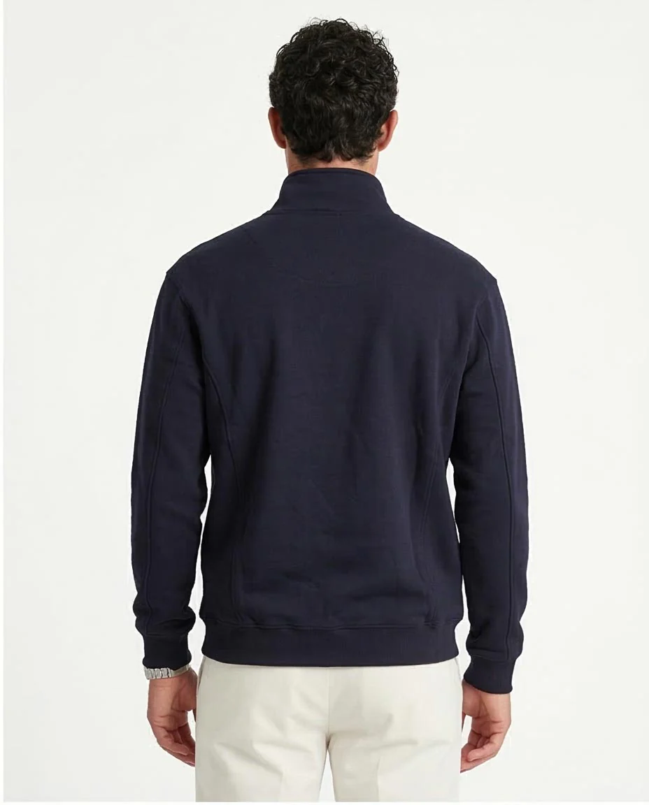 Ravin Men's Premium Quarter-Zip Fleece Sweatshirt – Navy - R207553 - Image 2