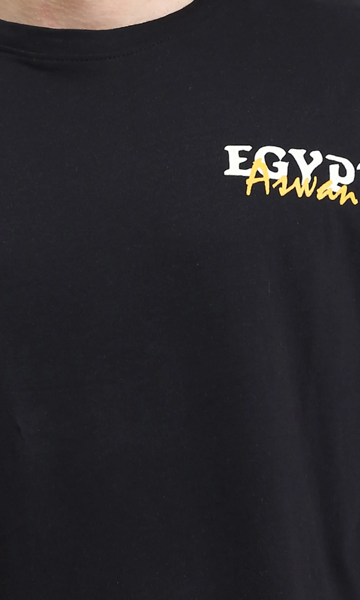 R207683 - Printed Elbow Sleeves Cotton Tee - Black - Image 3