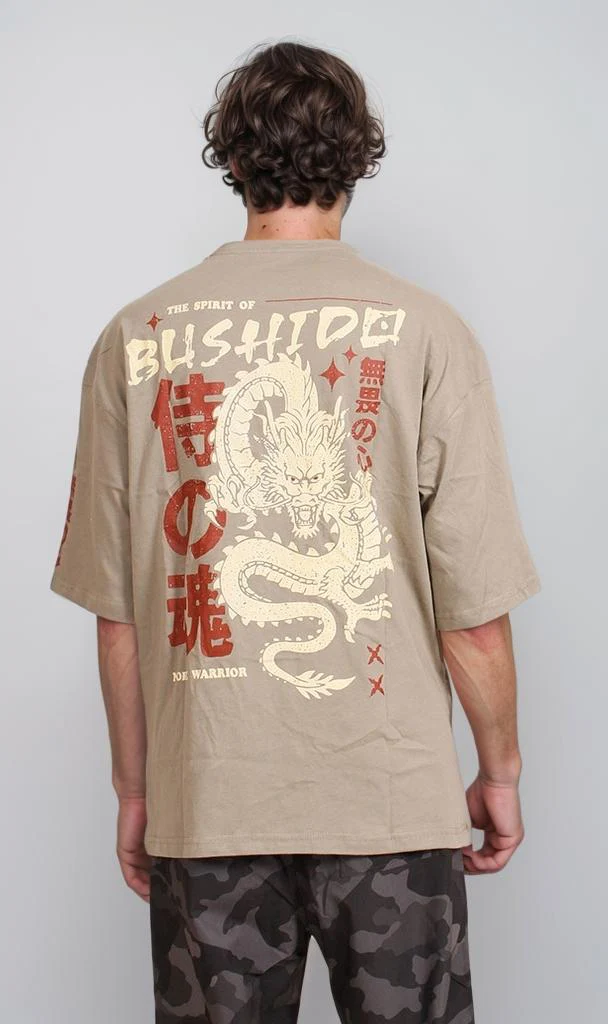 R207690 - Graphic Printed Oversized T-Shirt - Khaki - Image 2