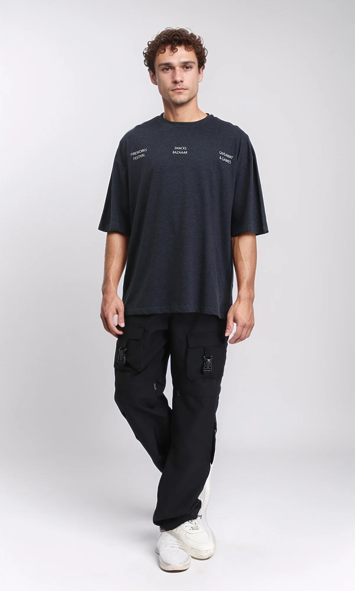 R207693 - Printed Slip On Relaxed Tee - Charcoal Grey - Image 5