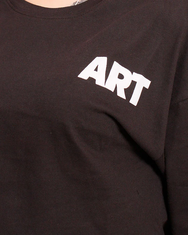 RAVIN Women’s Oversized Cropped "ART" Graphic T-Shirt  - Black - R207781 - Image 4