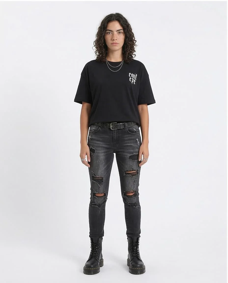 Ravin "Evil Eye" Gothic Graphic Oversized T-Shirt - Black - R207788 - Image 3