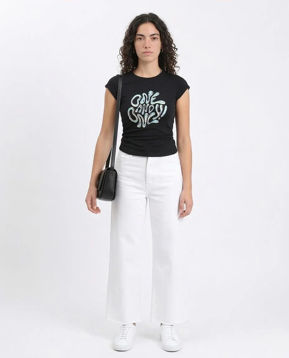 Ravin | "One and Only" Liquid Chrome Graphic Baby-Tee - Black - R207790 - Image 3