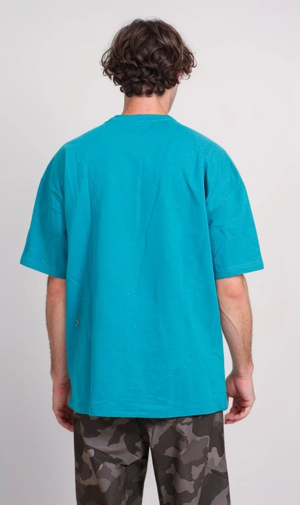 R207838 - Summer Melton Oversized T-Shirt - Teal Blue - Image 2