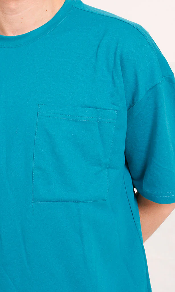 R207838 - Summer Melton Oversized T-Shirt - Teal Blue - Image 3