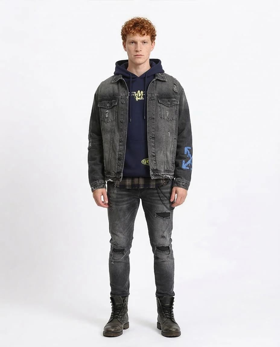 Ravin Men’s "World Wide" Graphic Hoodie – Navy Blue - R207861 - Image 3