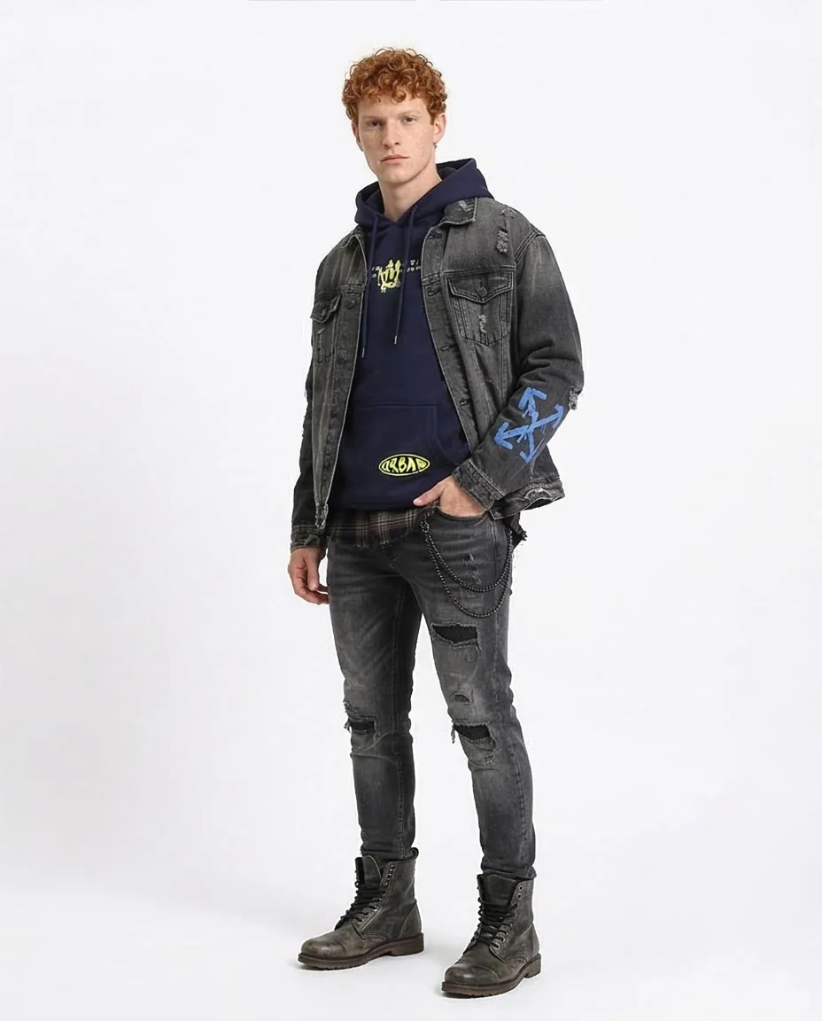 Ravin Men’s "World Wide" Graphic Hoodie – Navy Blue - R207861 - Image 5