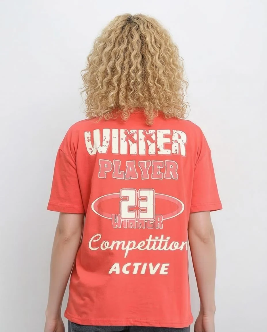 Ravin Women's Coral Oversized 'Winner 23' Graphic T-Shirt - R207865 - Image 2