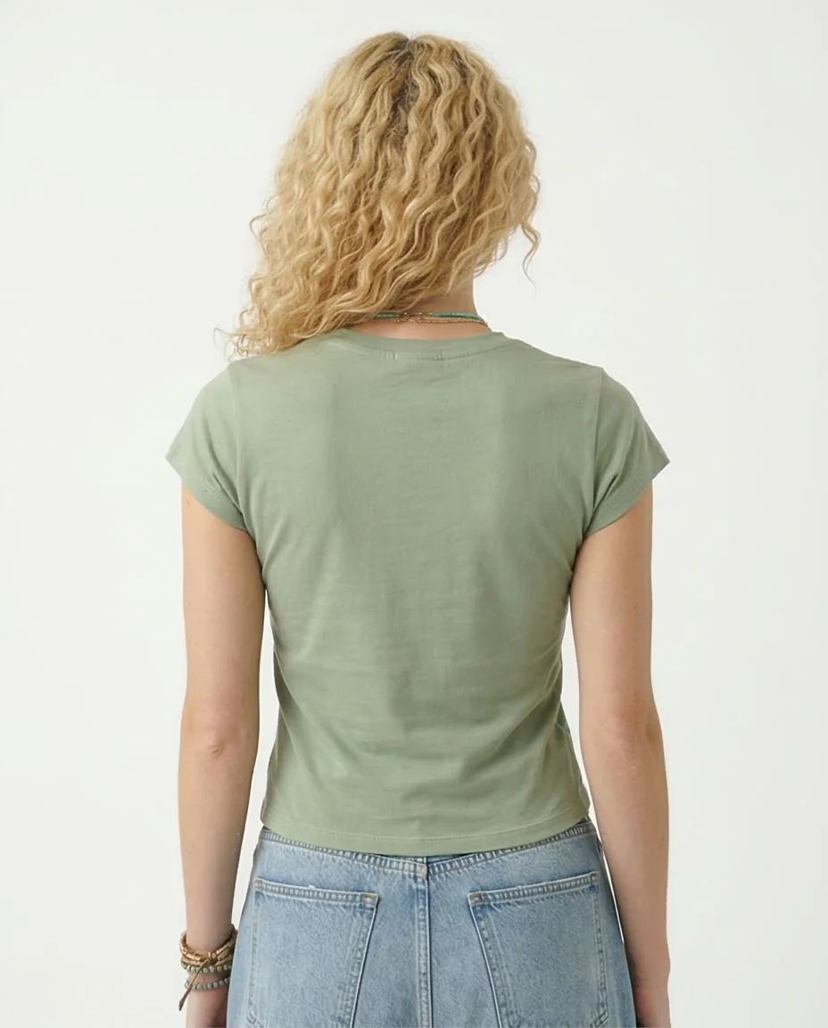 Ravin Women’s Eternal Original Slim Fit Graphic Baby Tee – Sage Green - R207866 - Image 2