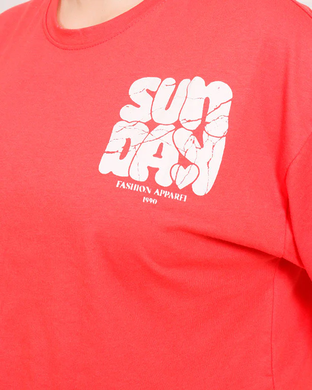 Ravin Women's "Sunday" Cracked Graphic Cropped Tee – Coral - R207867 - Image 4