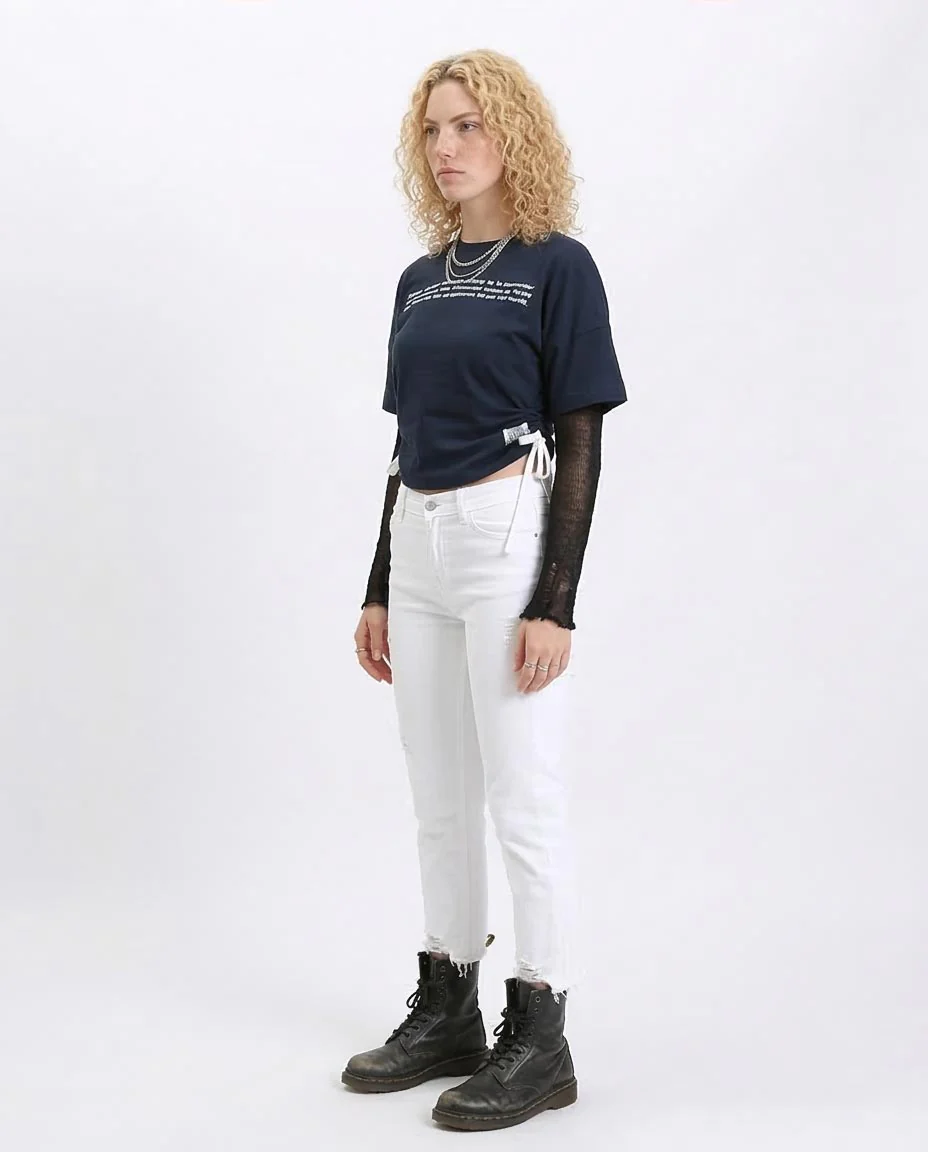 Ravin Women's Navy Oversized Graphic T-Shirt with Side-Cinch Drawstrings - R207871 - Image 5