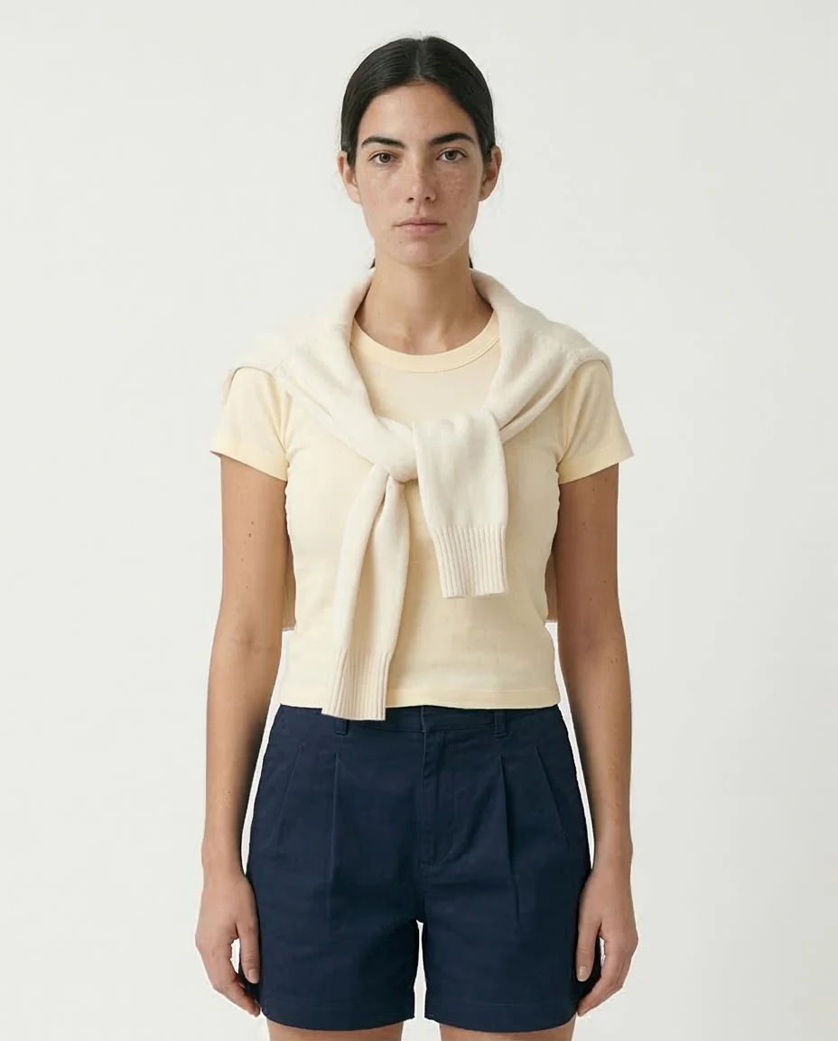 Ravin Essential Slim-Fit Ribbed Crewneck Tee in Buttercream - R207875 - Image 5