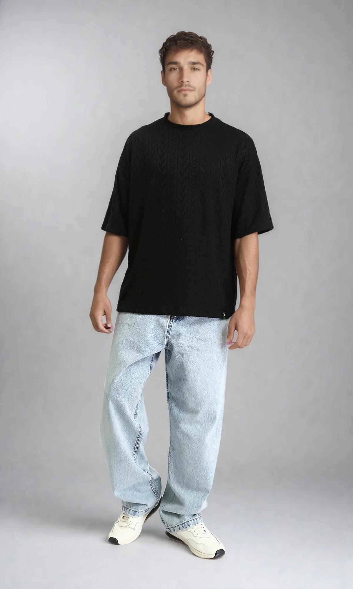 R207926 - Wide Leg Trendy Jeans - Ice Blue - Image 4