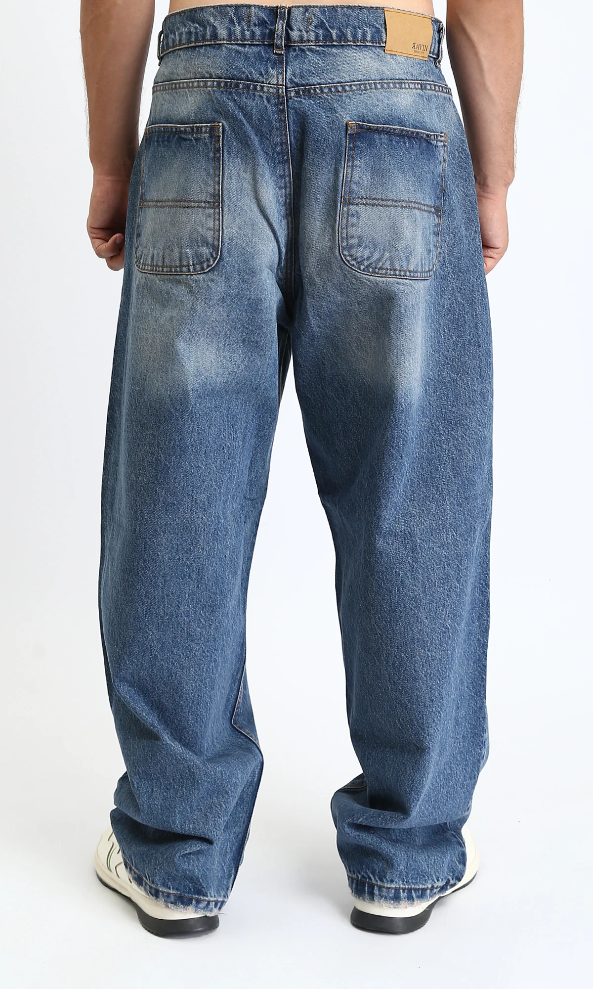 R207927 - Wide Leg Trendy Jeans - Medium Blue - Image 2
