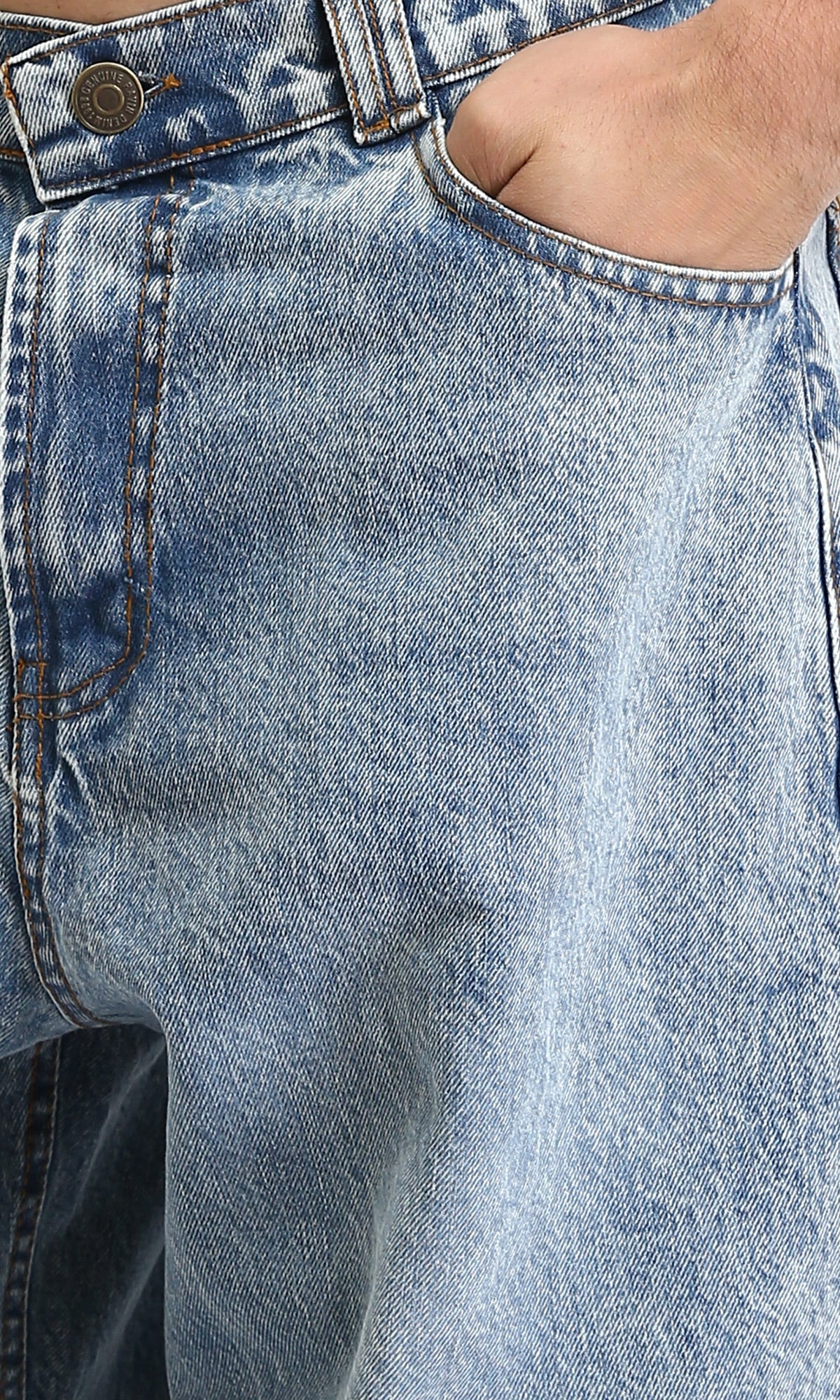 R207928 - Wide Leg Trendy Jeans - Light Blue - Image 3