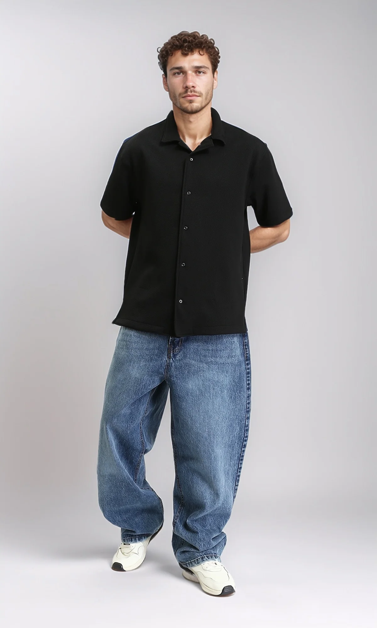 R207929 - Wide Leg Trendy Jeans - Standard Blue - Image 5