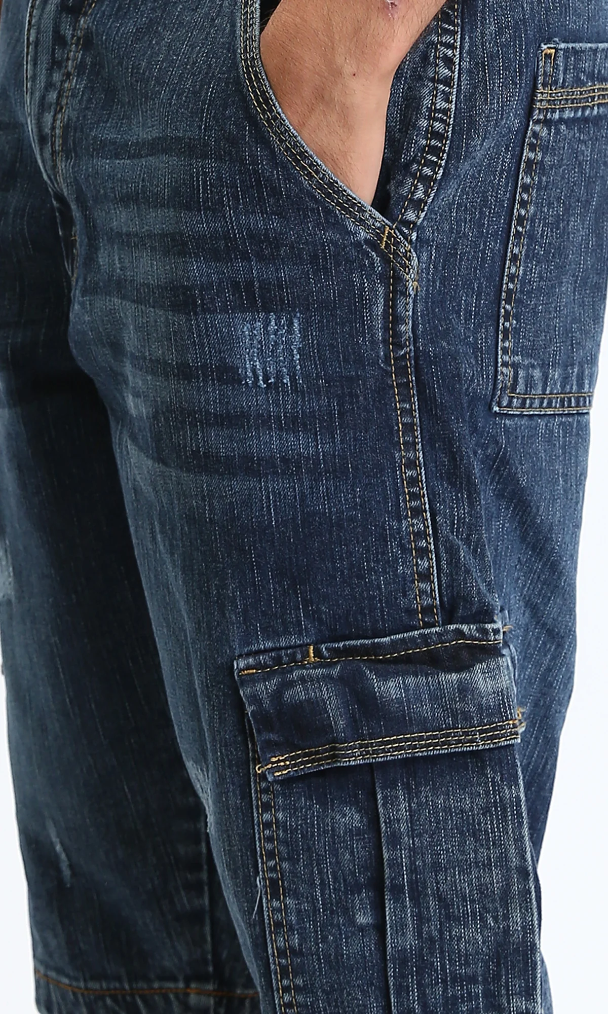 R207930 - Regular Fit Denim Shorts with Pockets - Dark Blue - Image 3