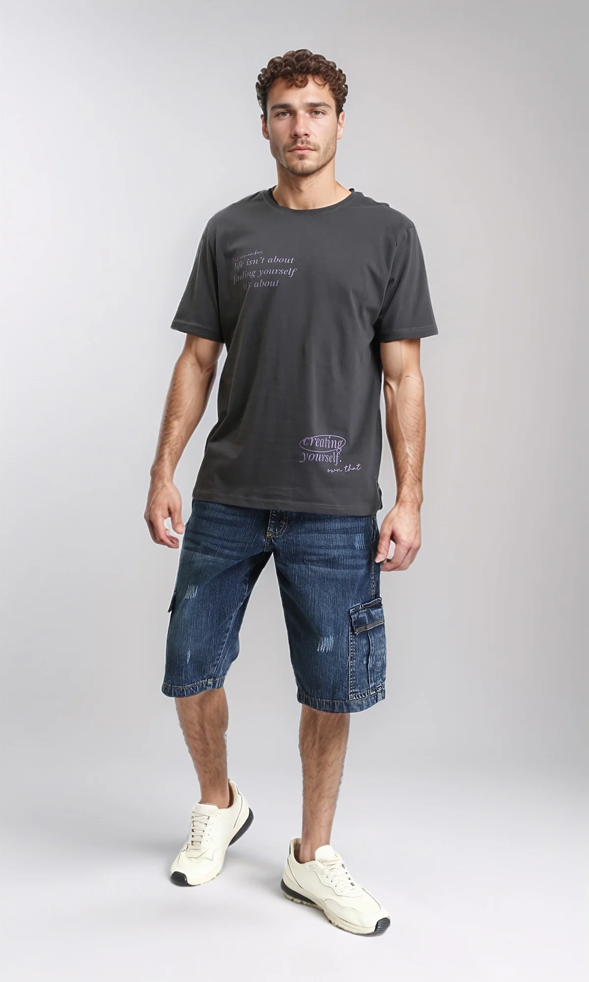 R207930 - Regular Fit Denim Shorts with Pockets - Dark Blue - Image 4
