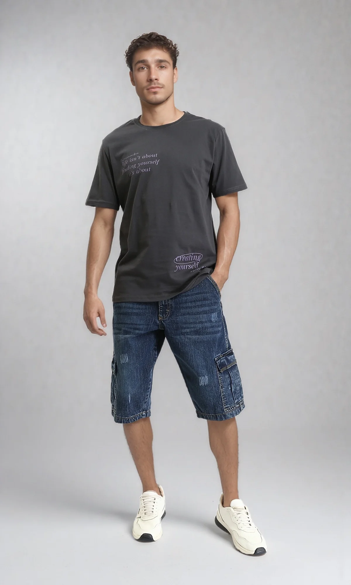R207930 - Regular Fit Denim Shorts with Pockets - Dark Blue - Image 5
