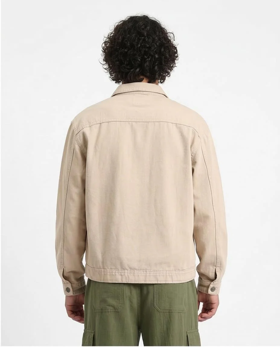 Ravin Cropped Sand Denim Trucker Jacket - Beige - R207959 - Image 2