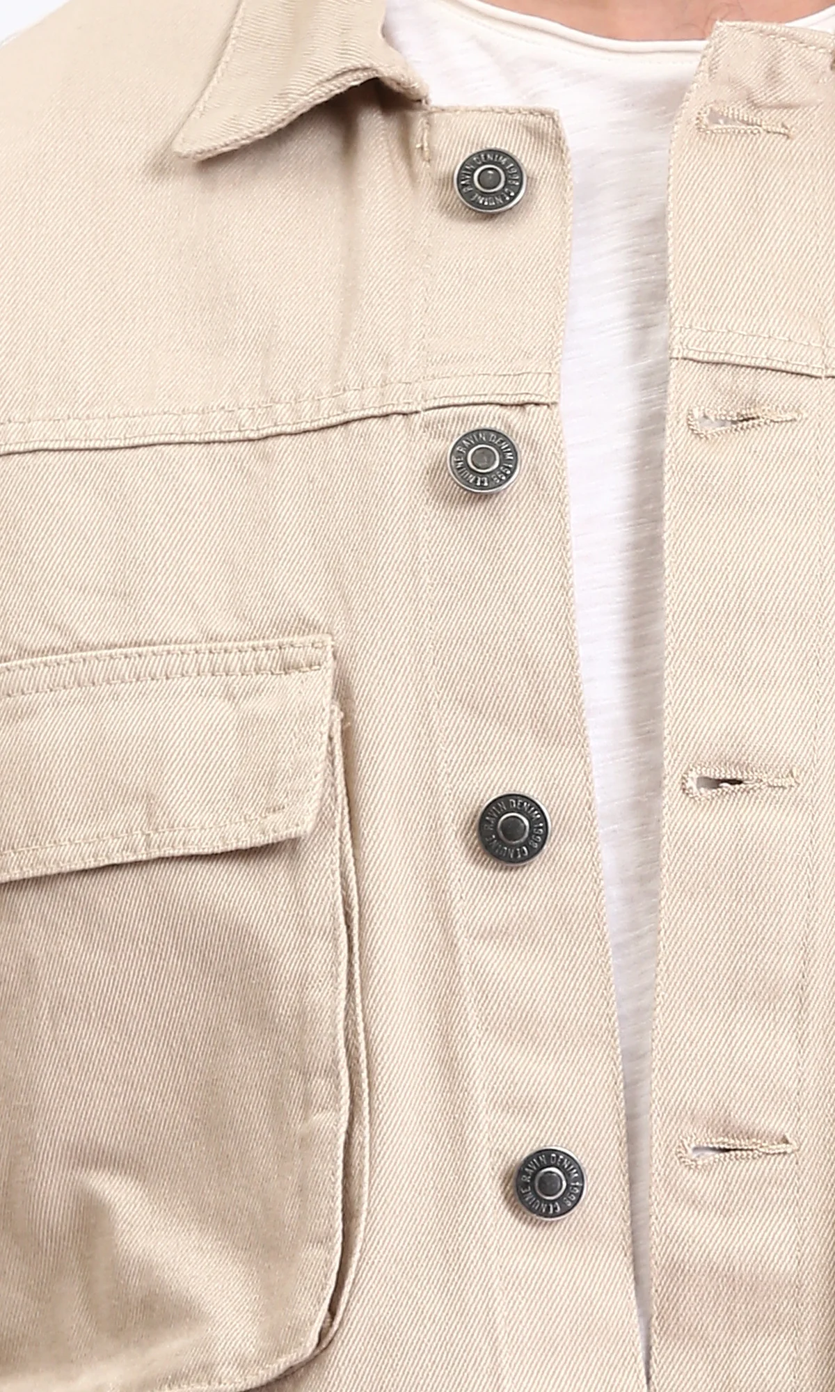 Ravin Cropped Sand Denim Trucker Jacket - Beige - R207959 - Image 4