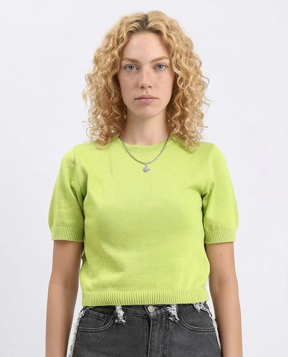 Ravin Chartreuse Short-Sleeve Knit Top - Neon Green - R207979