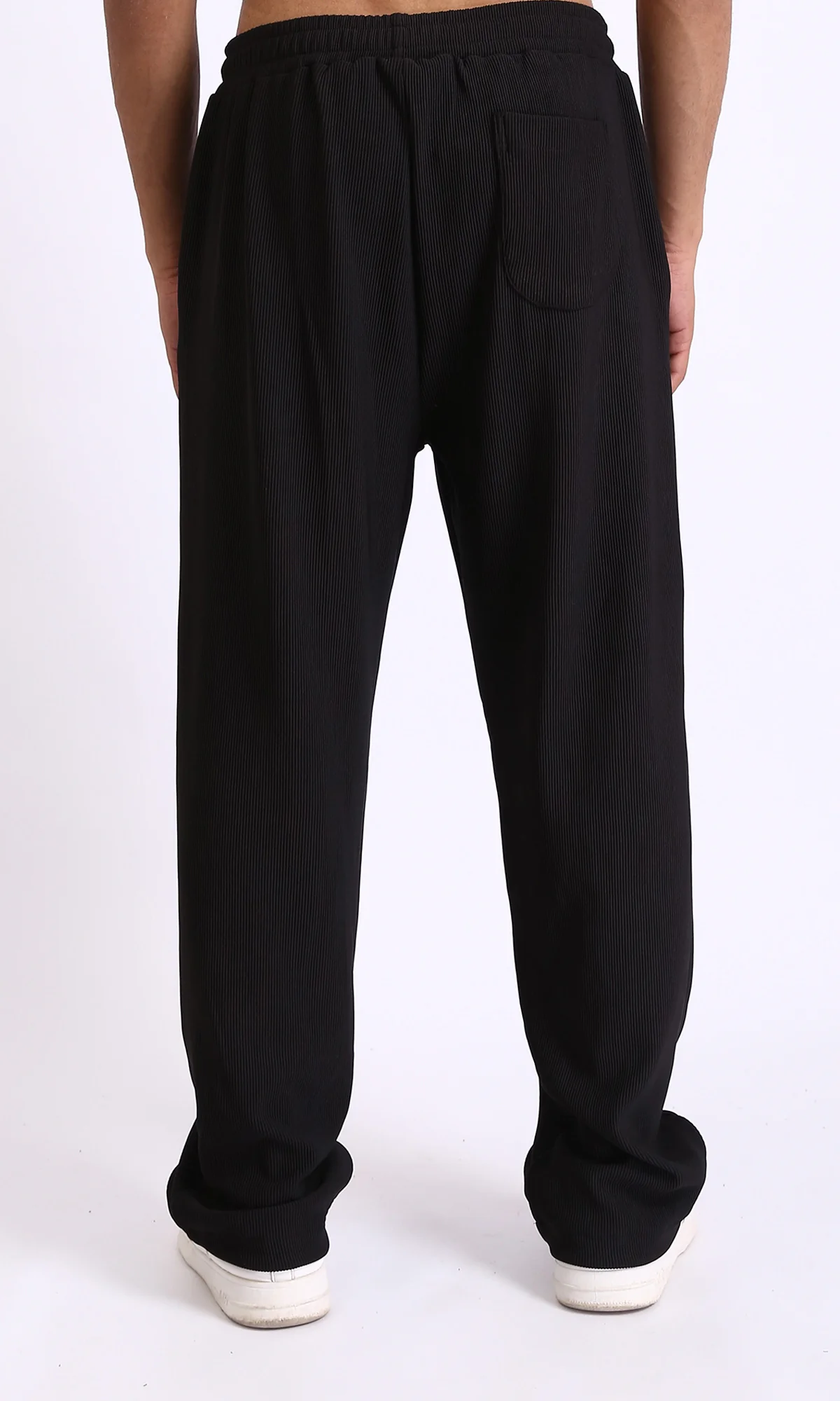 R208096 - Elastic Waist Comfy Ribbed Pants - Black - Image 2