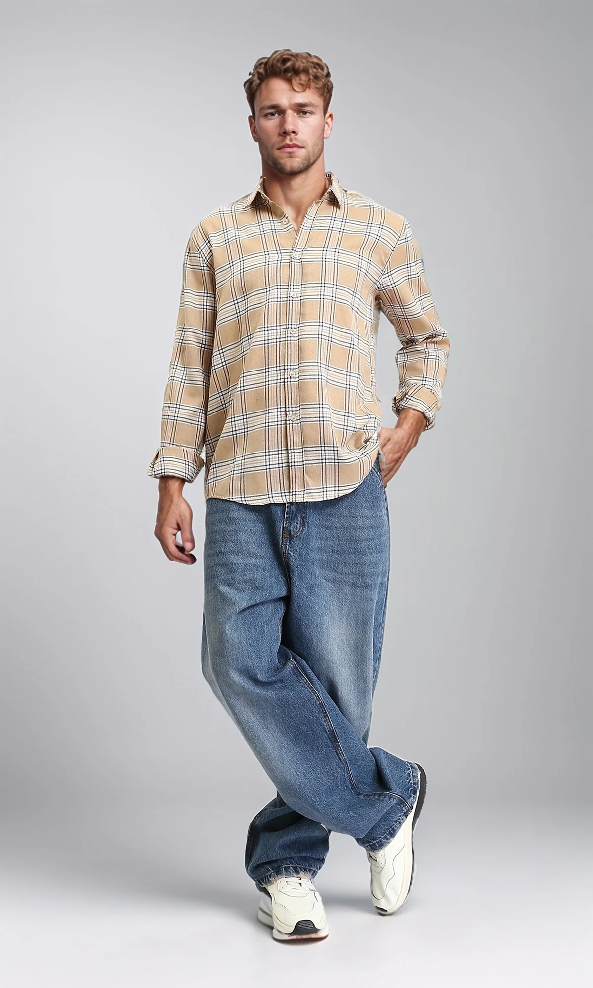 Tartan Long Sleeves Regular Shirt - Multicolor - R208100 - Image 5