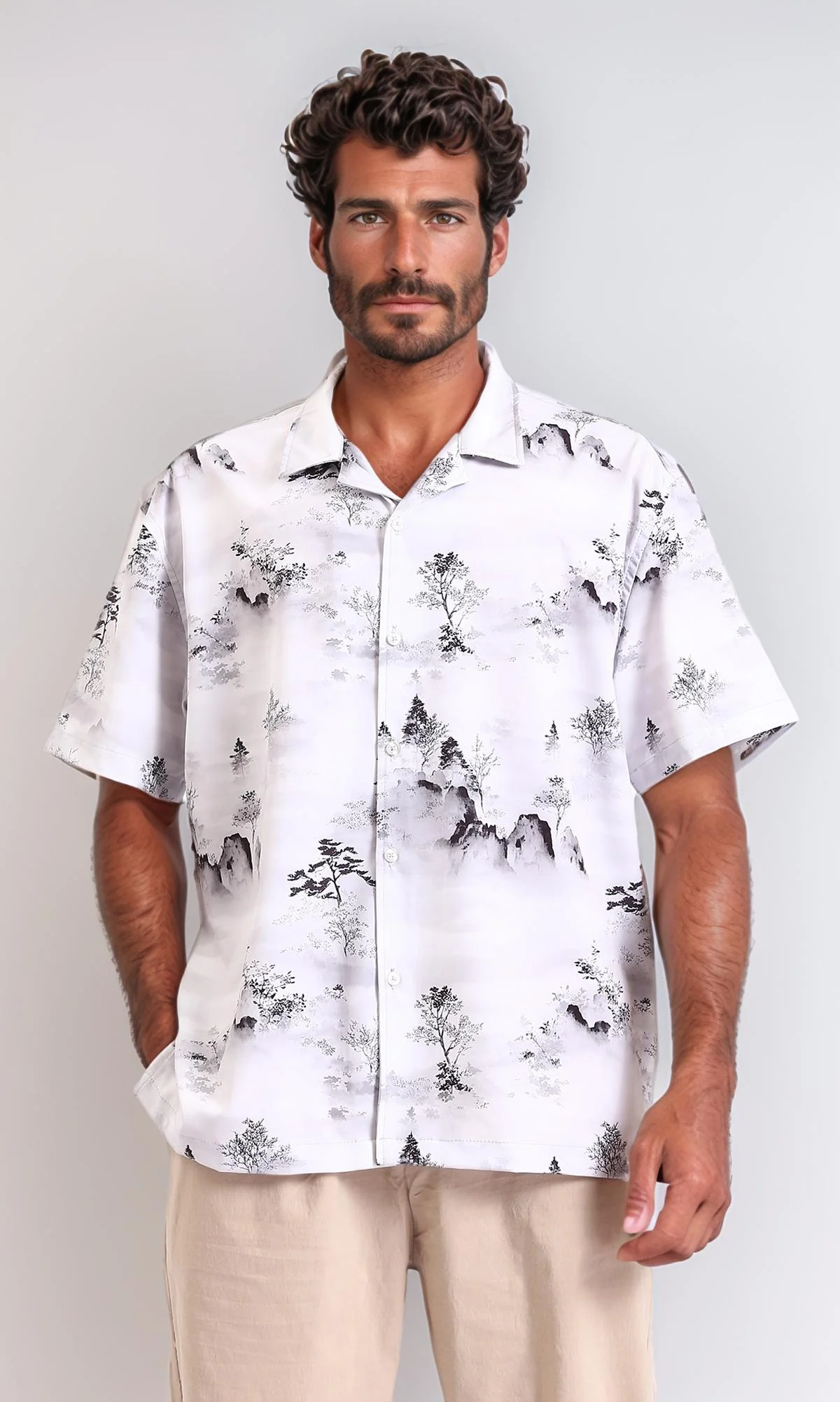 R208111 - Patterned Relaxed Fit Casual Shirt - Multicolour